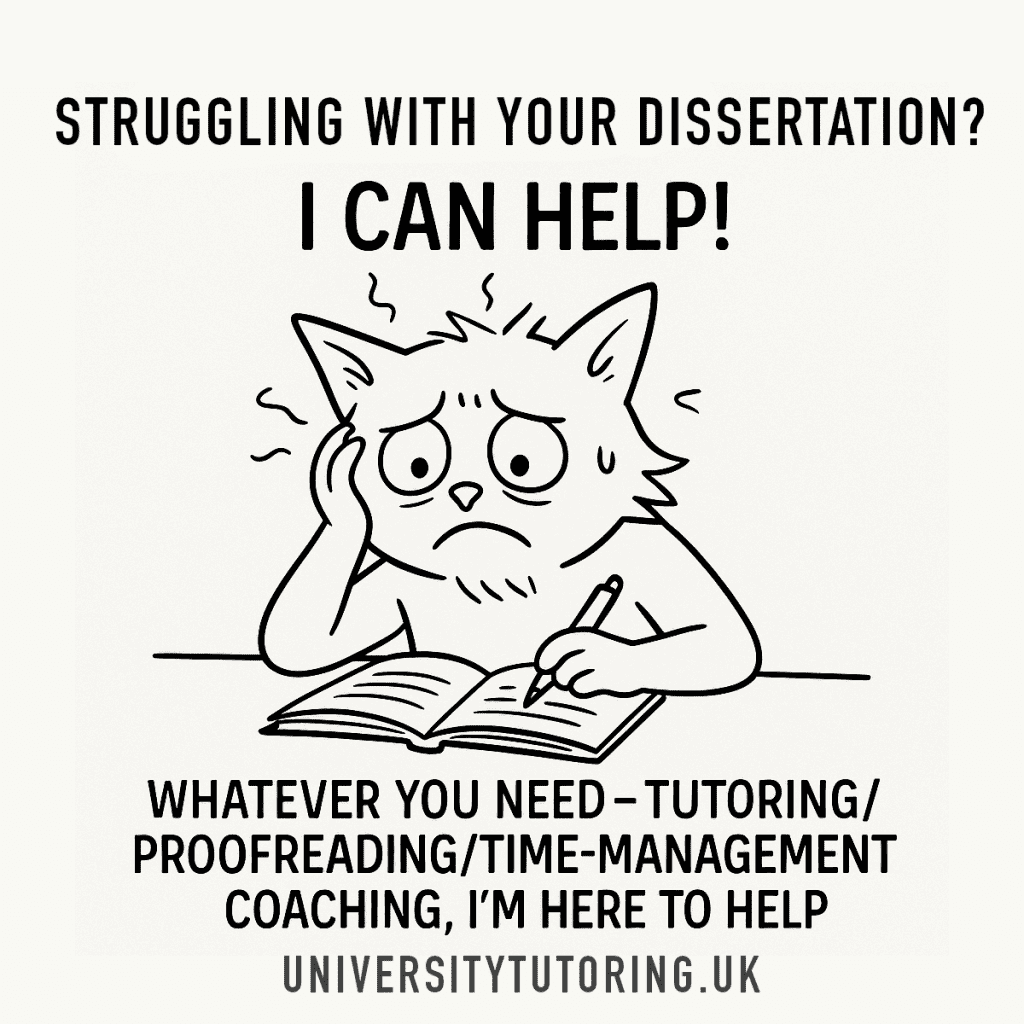 Struggling with your dissertation? I can help. Whatever you need - tutoring, proofreading, time management coaching. I'm here to help. universitytutoring.uk